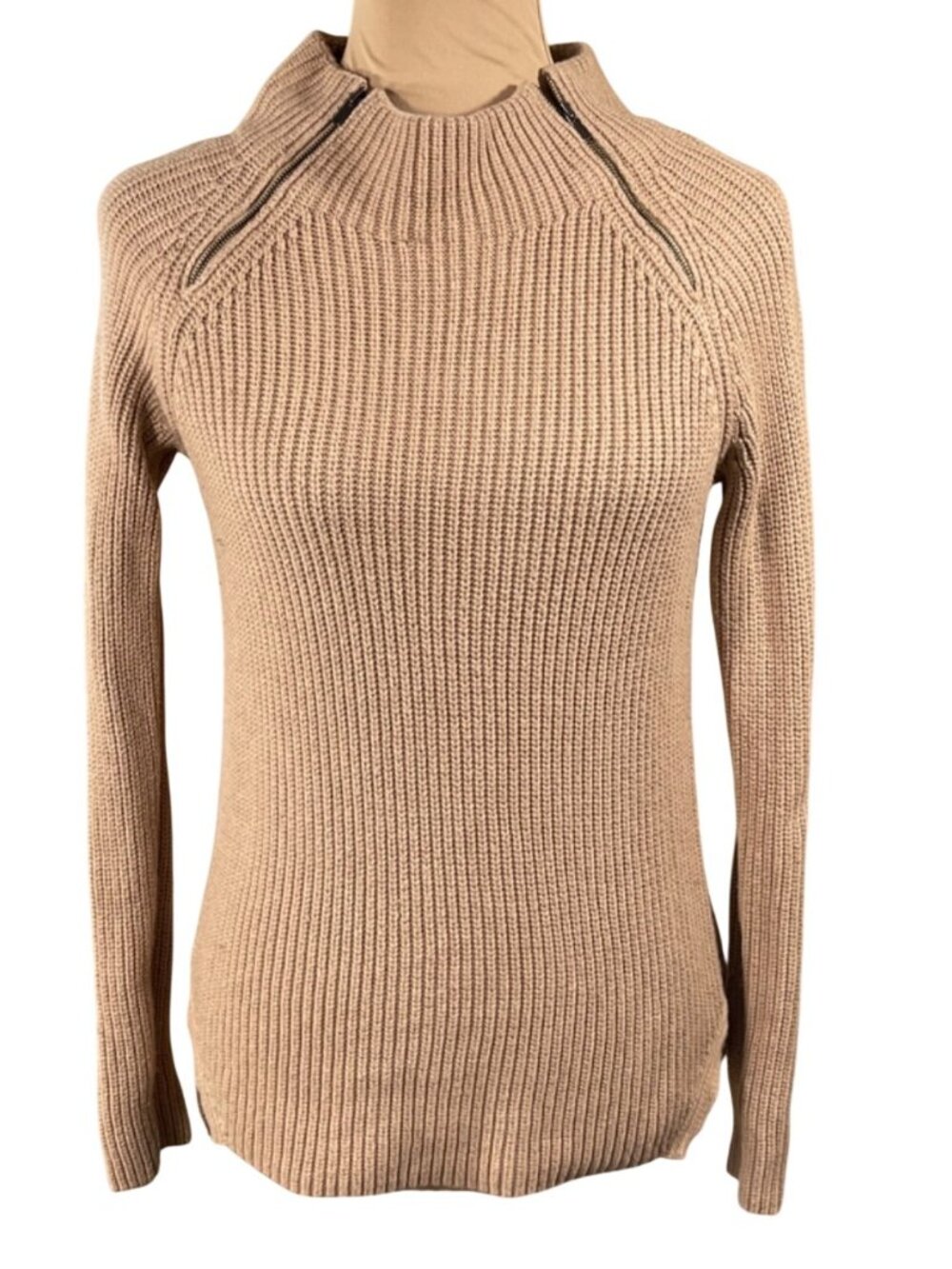 Banana Republic Mock Neck Sweater Size XS Extra Small Wool Blend Zip Neck